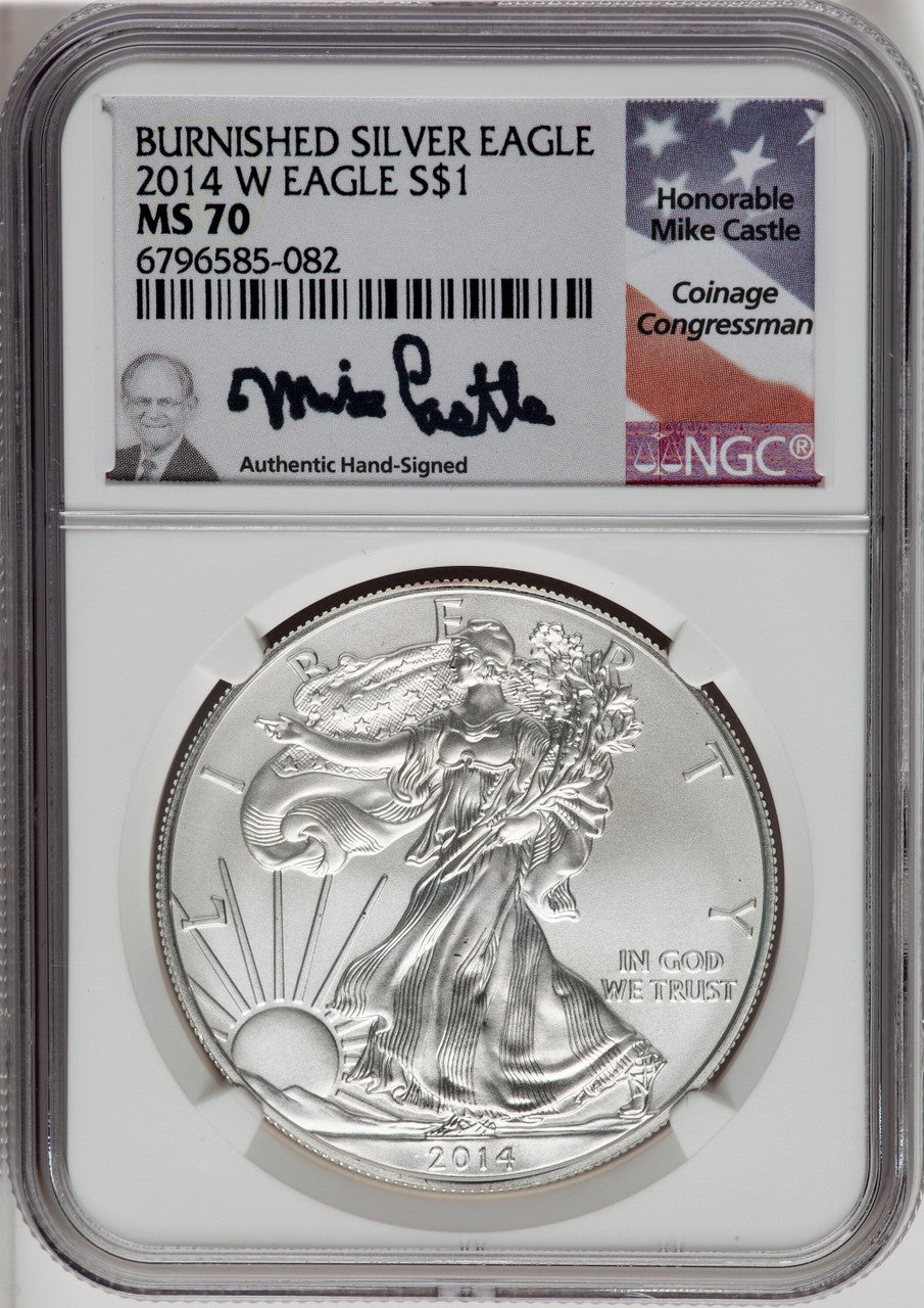 2014-W S$1 Silver Eagle Burnished NGC MS70