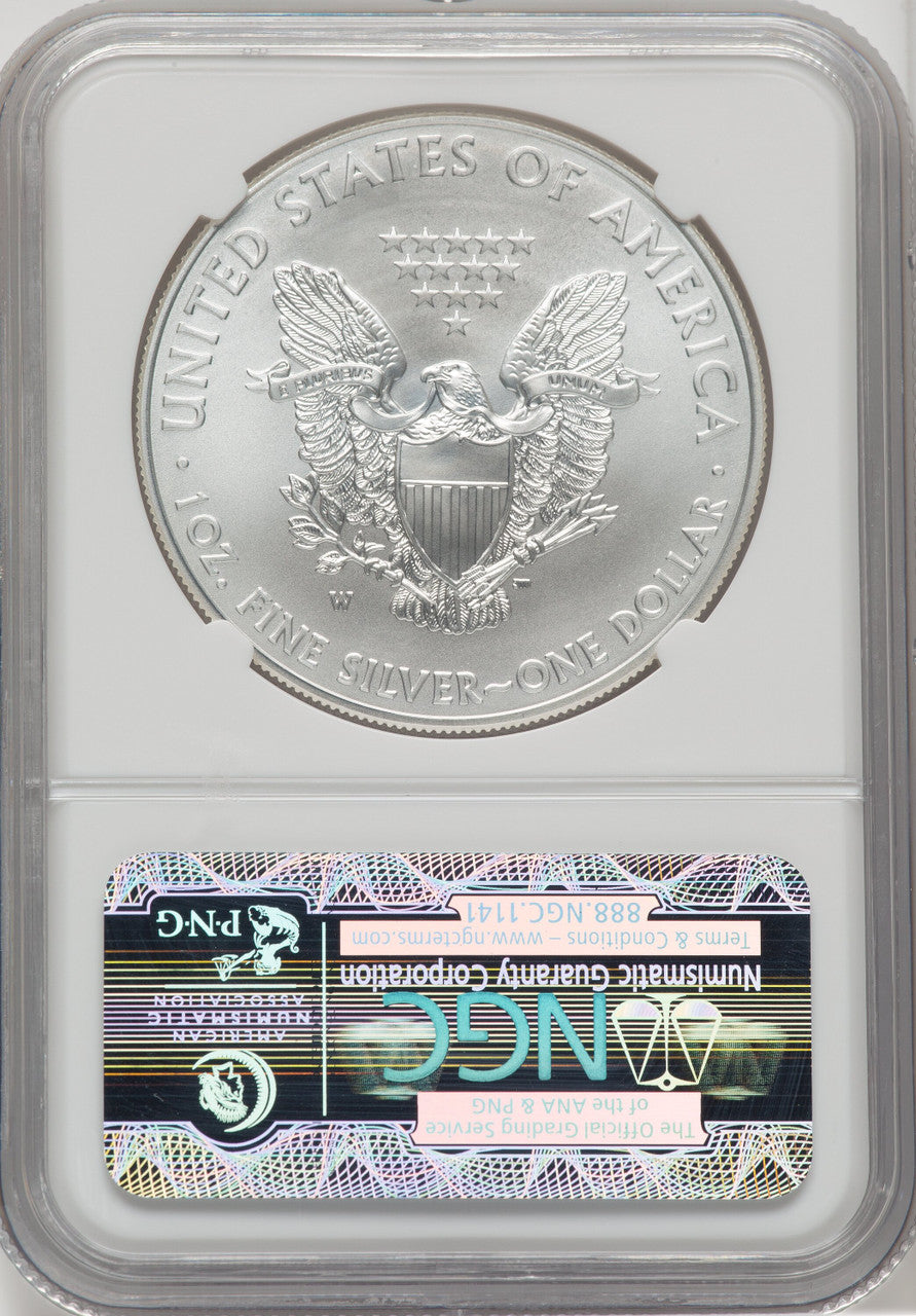 2012-W S$1 Silver Eagle Burnished Brown Label NGC MS70