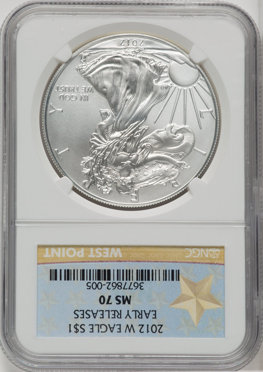 2012-W S$1 Silver Eagle Burnished First Strike NGC MS70