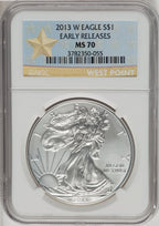 2013-W S$1 Silver Eagle Struck at West Point NGC MS70