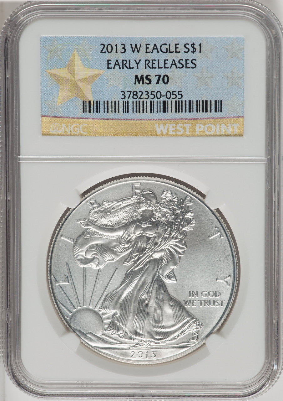 2013-W S$1 Silver Eagle Struck at West Point NGC MS70