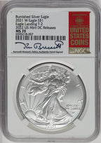 2021-W S$1 Silver Eagle Type Two Burnished NGC MS70