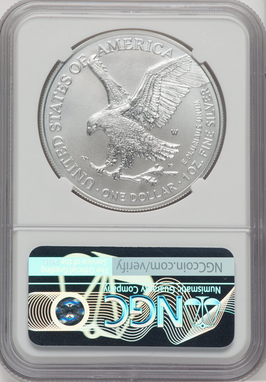 2021-W S$1 Silver Eagle Type Two Burnished NGC MS70