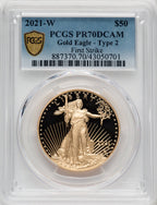 2021-W G$50 One Ounce Gold Eagle Type Two First Strike PCGS PR70