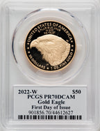 2022-W One Ounce Gold Eagle First Day of Issue PCGS PR70 Cleveland