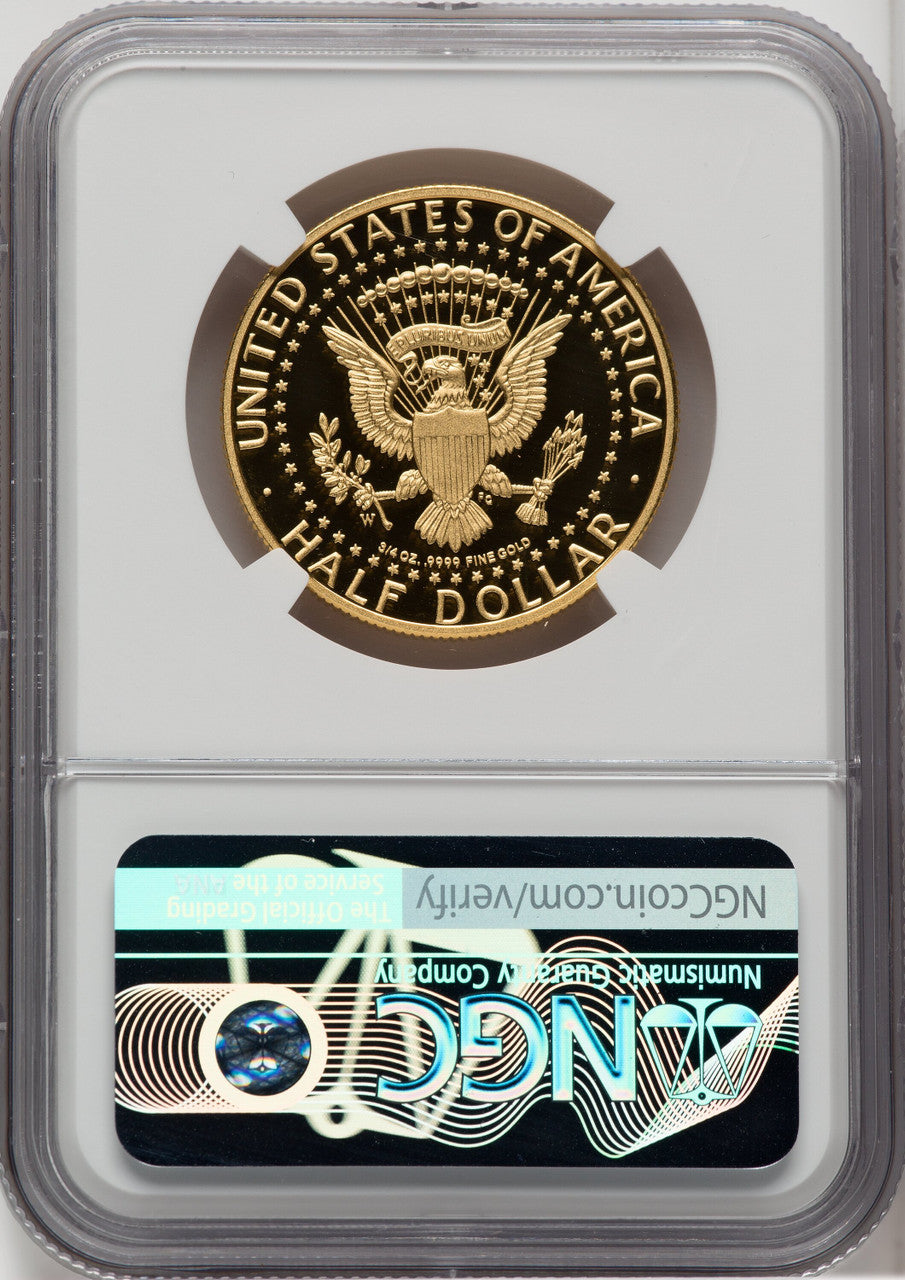 2014-W 50C Kennedy Gold 50th Anniversary Mike Castle Signature Proof Kennedy Half Dollar NGC PR70