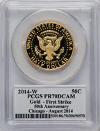 2014-W 50C Kennedy Gold 50th Anniversary First Strike Proof Kennedy Half Dollar PCGS PR70