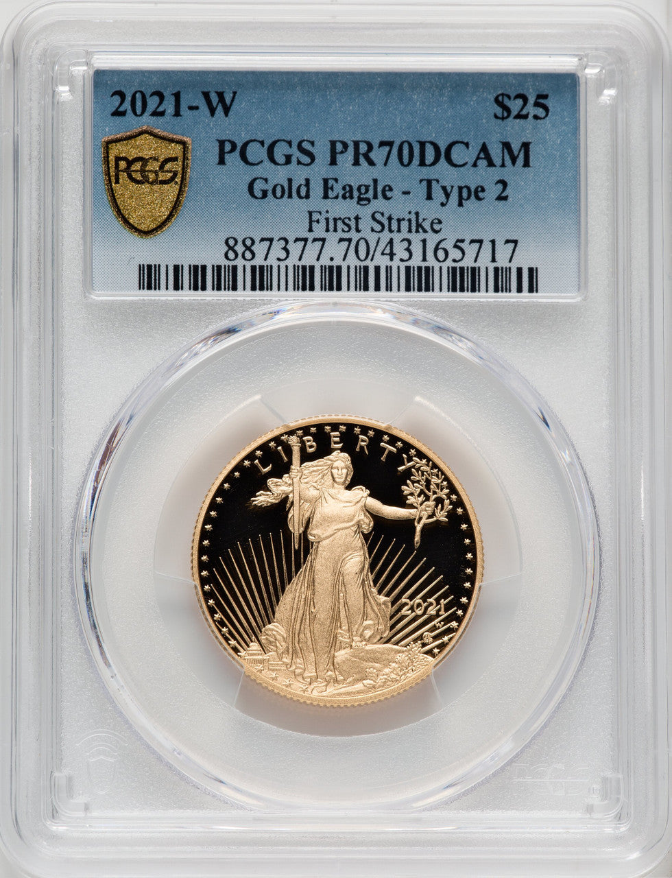 2021-W G$25 Half Ounce Gold Eagle Type Two First Strike PCGS PR70