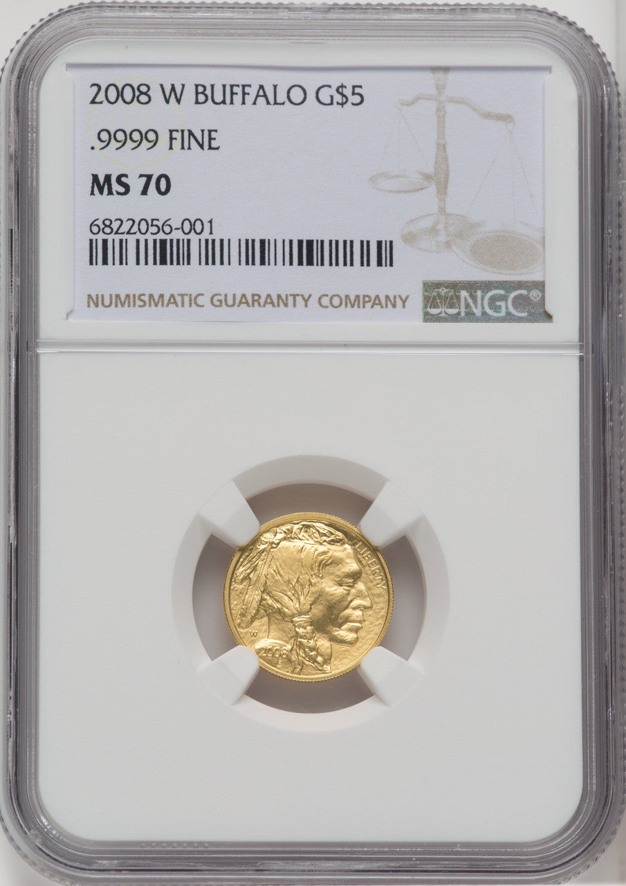 2008-W $5 Tenth-Ounce Gold Buffalo .9999 Fine Gold NGC MS70