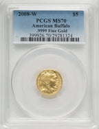 2008-W $5 Tenth-Ounce Gold Buffalo .9999 Fine Gold PCGS SP70