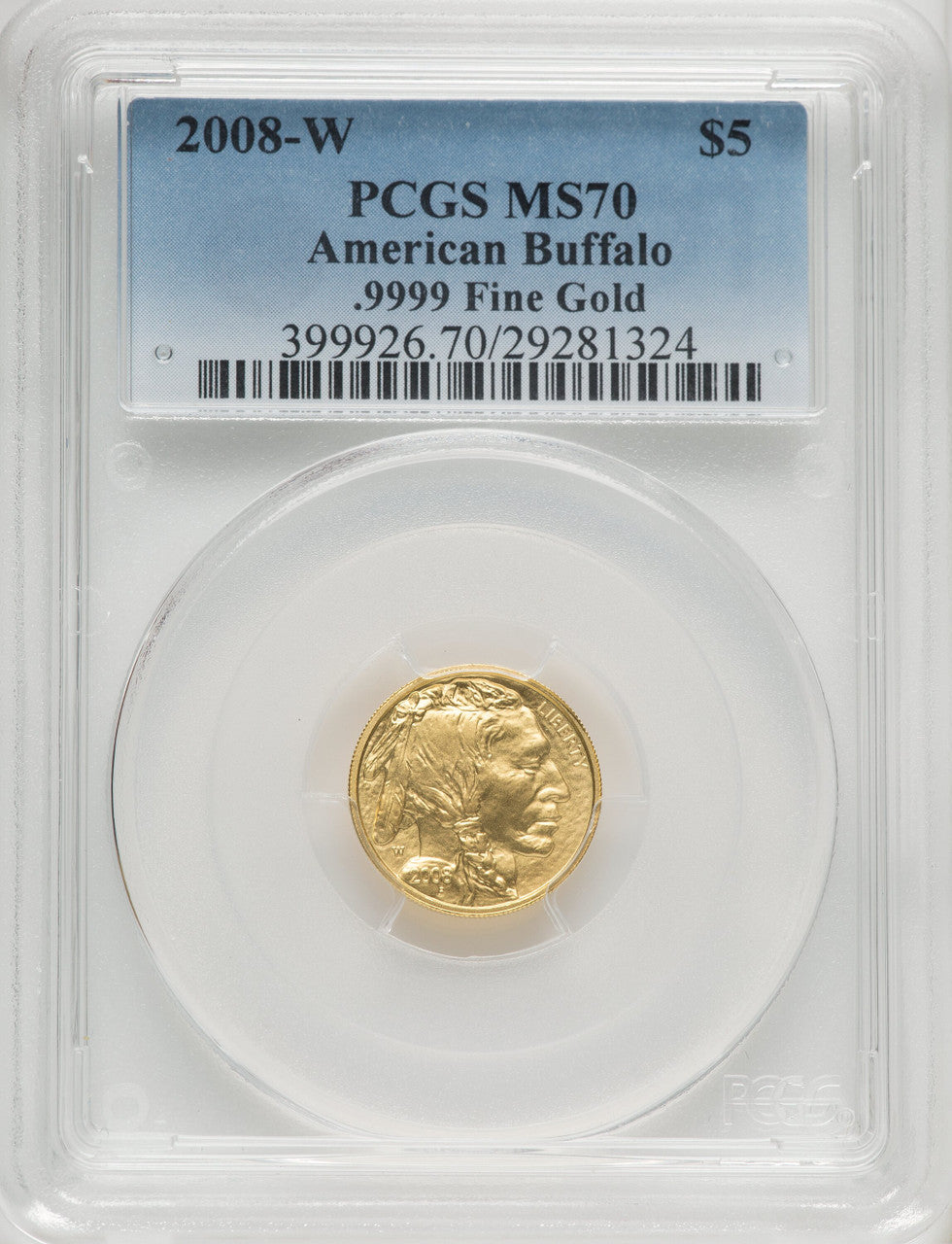 2008-W $5 Tenth-Ounce Gold Buffalo .9999 Fine Gold PCGS SP70