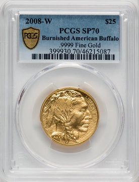 2008-W $25 Half-Ounce Burnished Gold Buffalo PCGS SP70