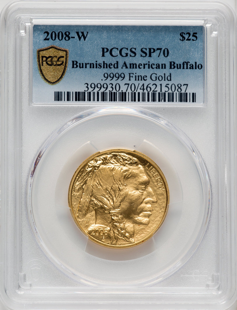 2008-W $25 Half-Ounce Burnished Gold Buffalo PCGS SP70