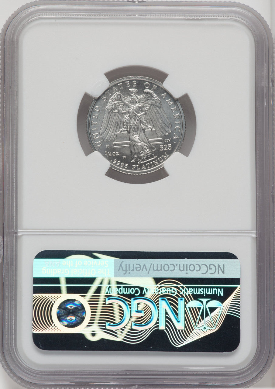 2008-W $25 Quarter-Ounce Platinum Eagle Mike Castle Signature NGC MS70