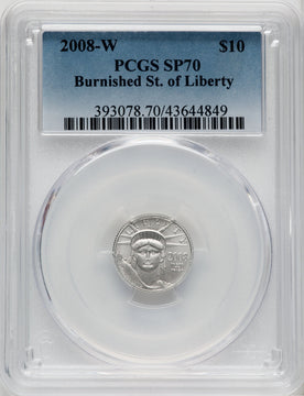2008-W $10 Tenth-Ounce Platinum Eagle Statue of Liberty PCGS MS70 (762946004)