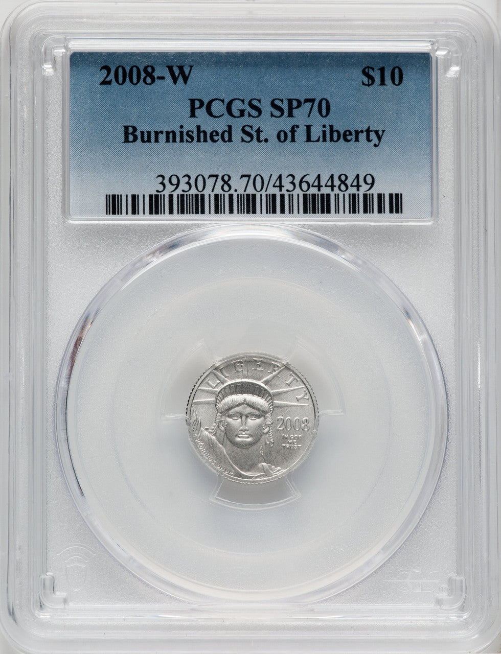 2008-W $10 Tenth-Ounce Platinum Eagle Statue of Liberty PCGS MS70 (762946004)