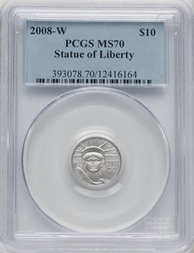 2008-W $10 Tenth-Ounce Platinum Eagle Statue of Liberty PCGS MS70 (762946003)
