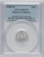 2008-W $10 Tenth-Ounce Platinum Eagle Statue of Liberty PCGS MS70 (762946003)