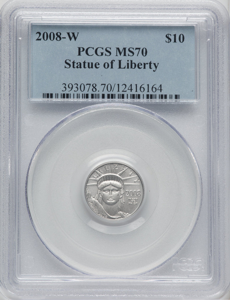 2008-W $10 Tenth-Ounce Platinum Eagle Statue of Liberty PCGS MS70 (762946003)
