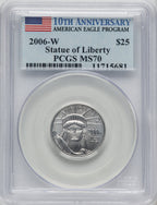2006-W $25 Quarter-Ounce Platinum Eagle Burnished PCGS SP70
