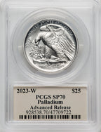 2023-W $25 Palladium Advanced Release PCGS SP70 Thomas Cleveland
