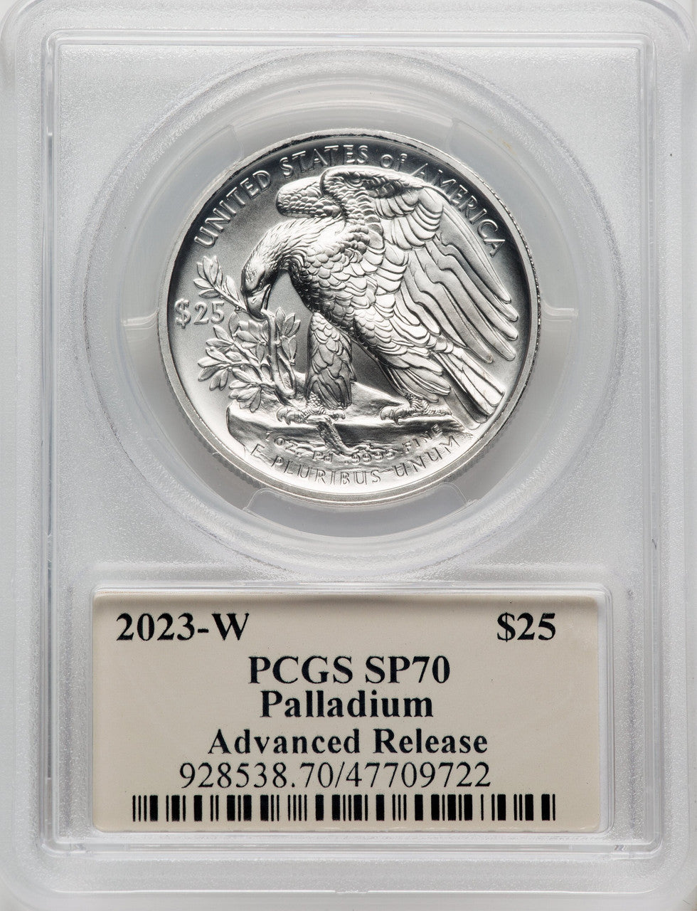 2023-W $25 Palladium Advanced Release PCGS SP70 Thomas Cleveland