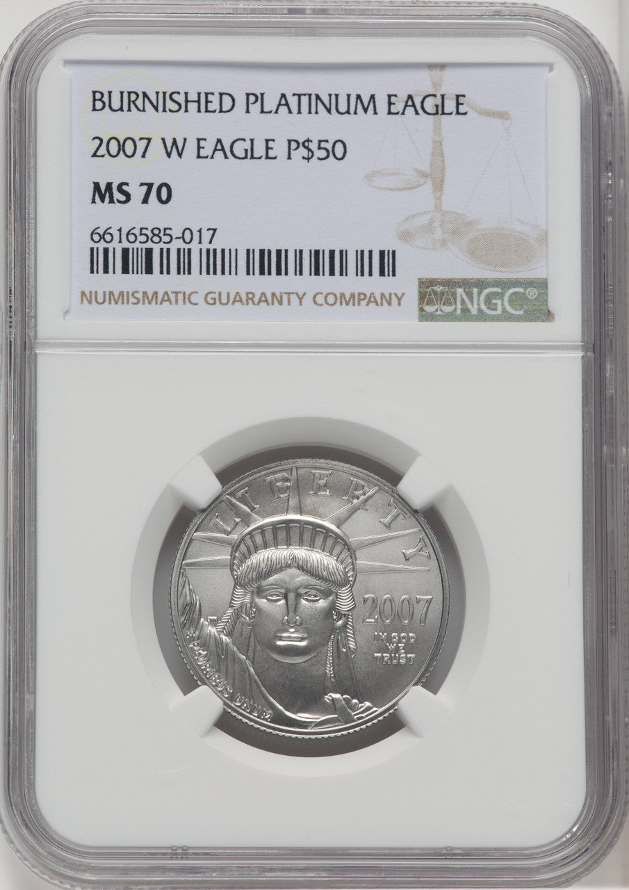 2007-W $50 Half-Ounce Platinum Eagle Burnished NGC MS70