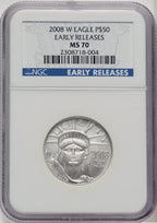 2008-W $50 Half-Ounce Platinum First Strike NGC MS70