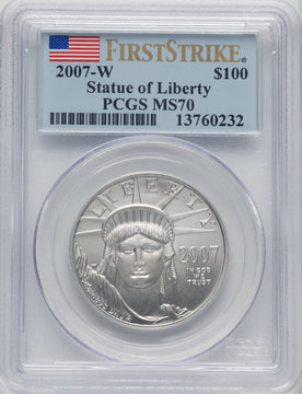 2007-W $100 One-Ounce Platinum Eagle First Strike Burnished PCGS SP70