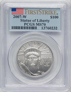 2007-W $100 One-Ounce Platinum Eagle First Strike Burnished PCGS SP70