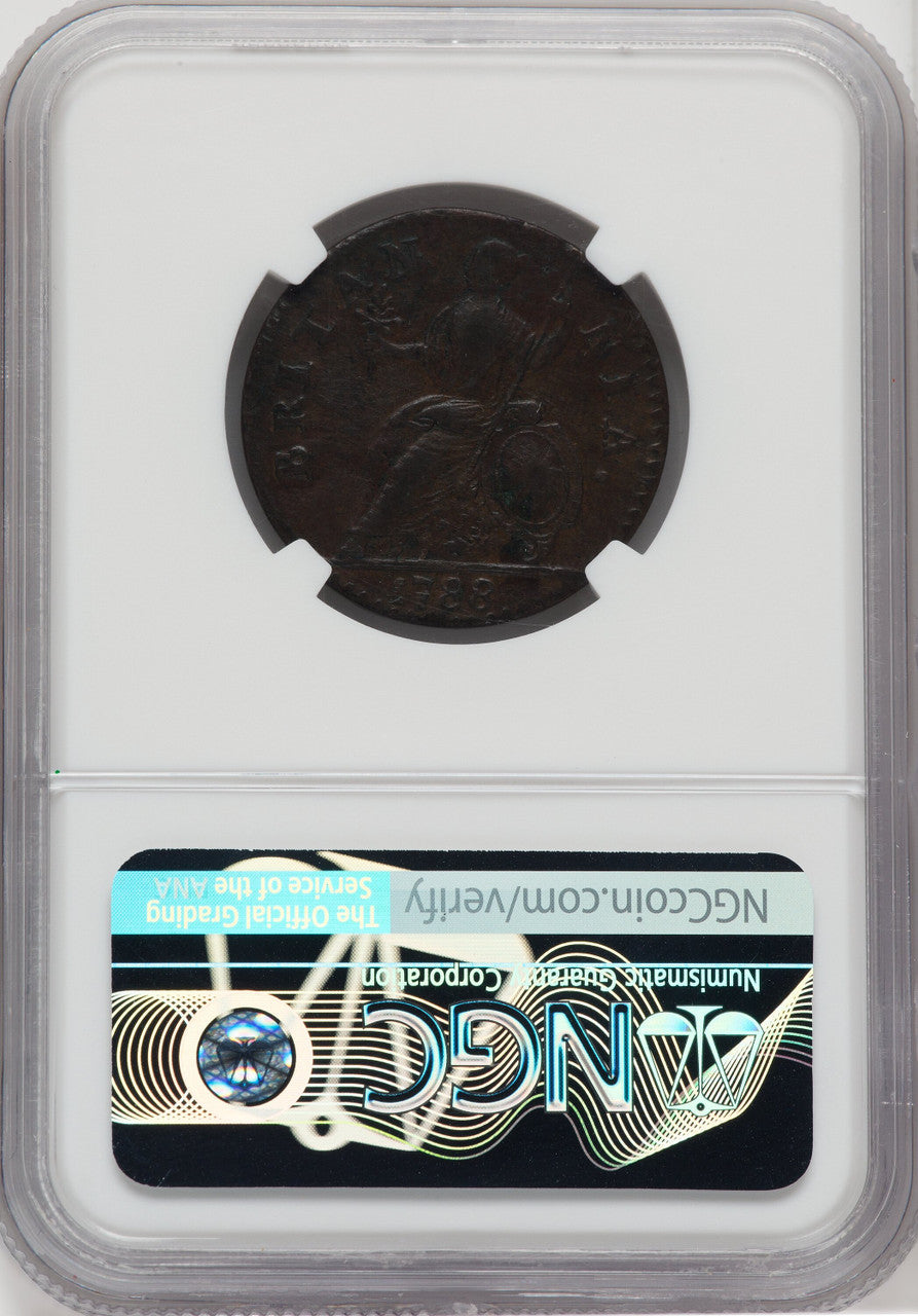 1788 Machin's Mills Halfpenny BN Colonials NGC XF45