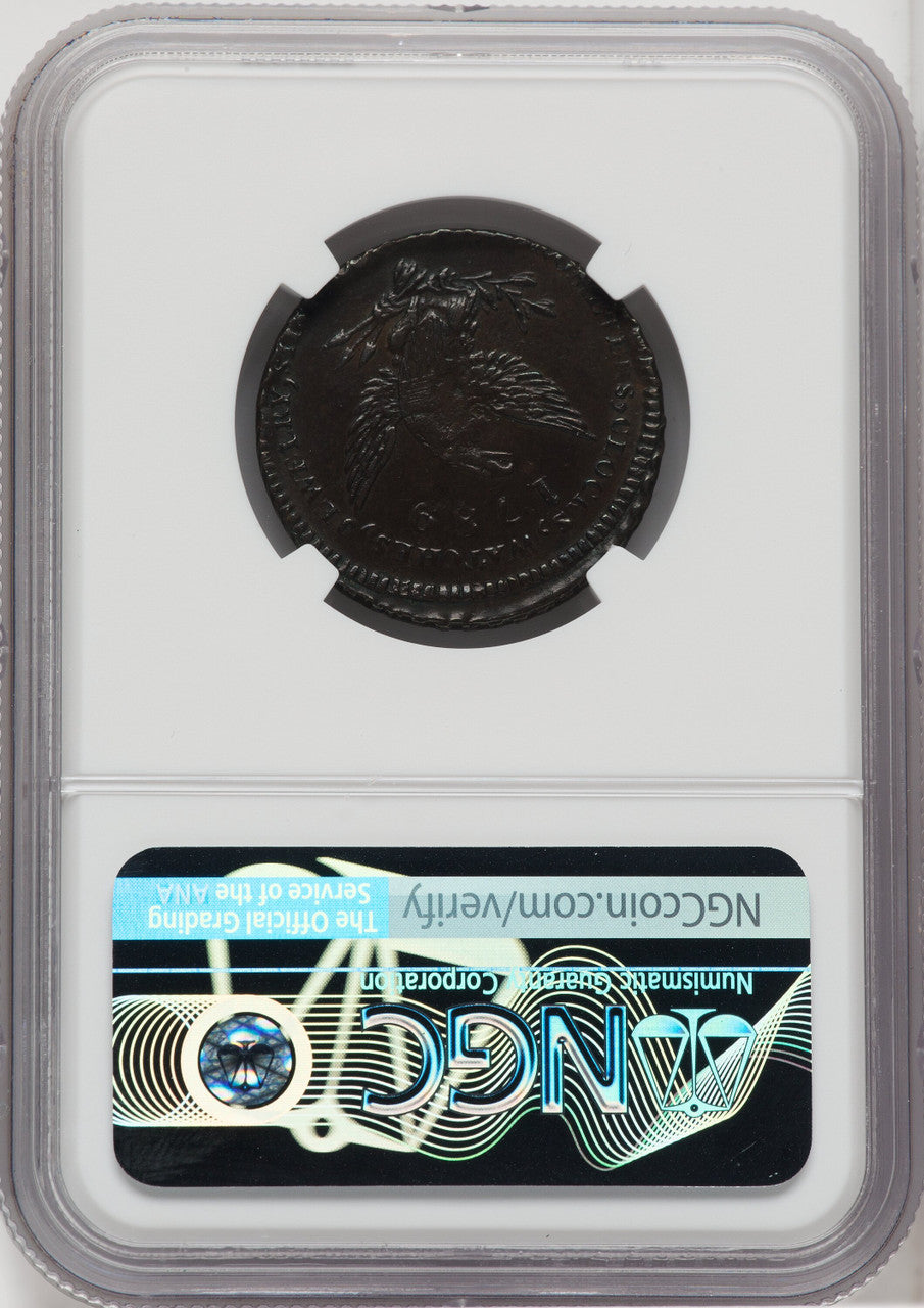 1789 Mott Token Thick Planchet Engrailed Edge BN Colonials NGC AU53