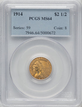 1914 $2.50 Indian Quarter Eagle PCGS MS64