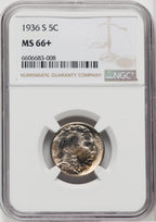 1936-S 5C Buffalo Nickel NGC MS66+