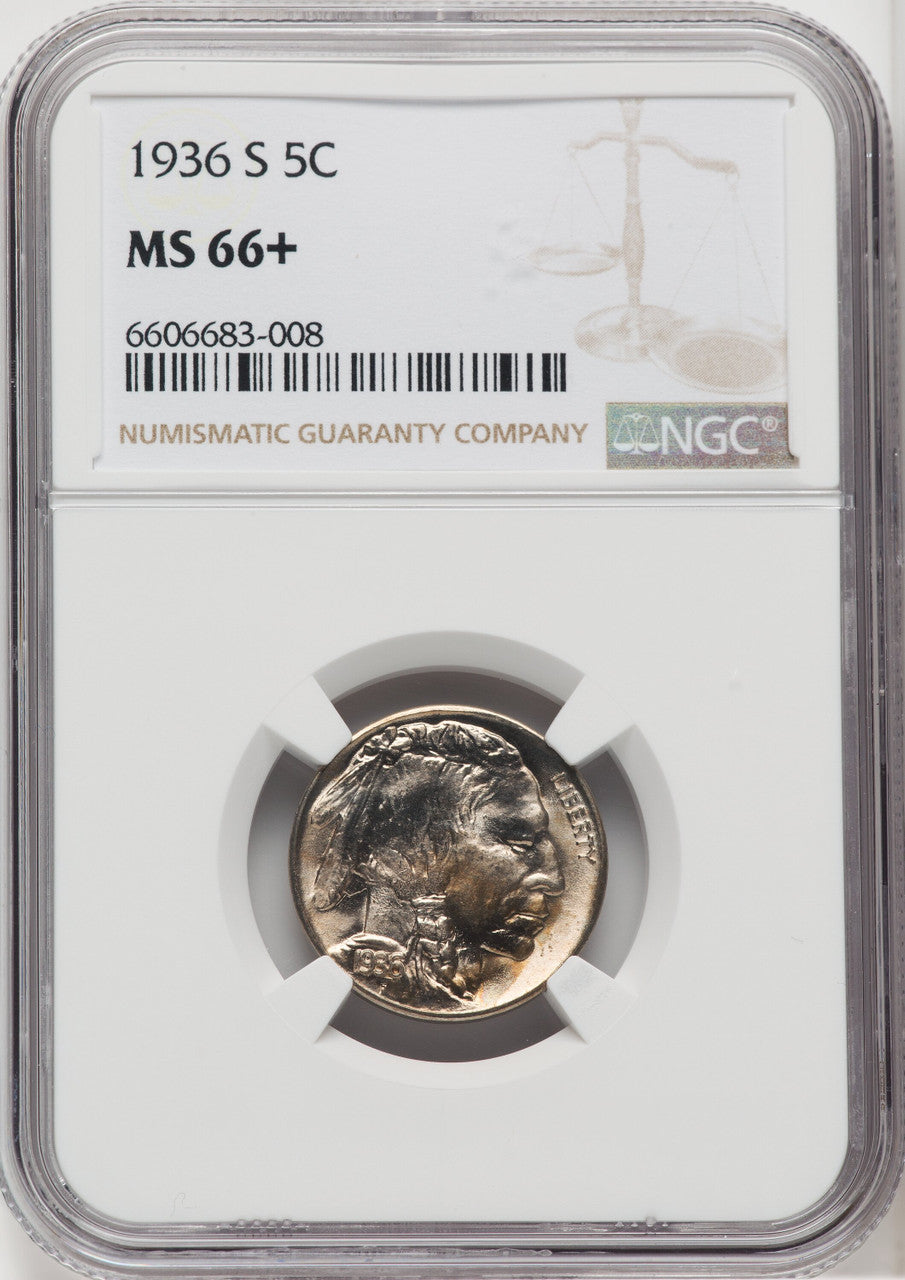 1936-S 5C Buffalo Nickel NGC MS66+