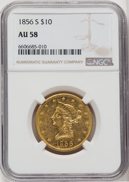 1856-S $10 Liberty Eagle NGC AU58