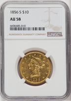 1856-S $10 Liberty Eagle NGC AU58