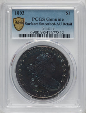 1803 S$1 Small 3 Genuine Early Dollar Genuine PCGS AU50