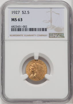 1927 $2.50 Indian Quarter Eagle NGC MS63