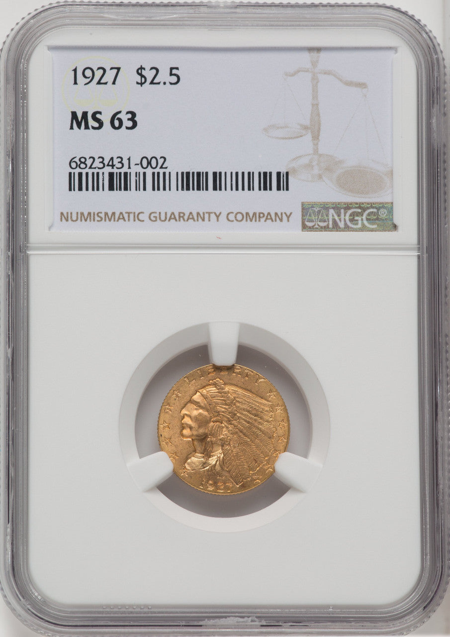 1927 $2.50 Indian Quarter Eagle NGC MS63