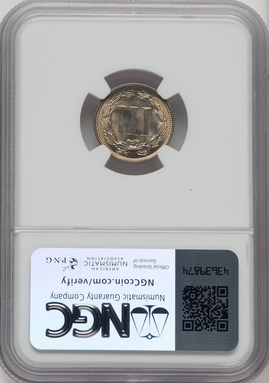 1874 3CN Three Cent Nickel NGC MS66