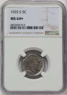 1925-S 5C Buffalo Nickel NGC MS64+