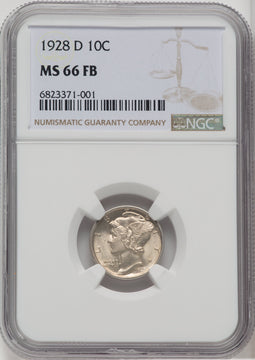 1928-D 10C FB Mercury Dime NGC MS66