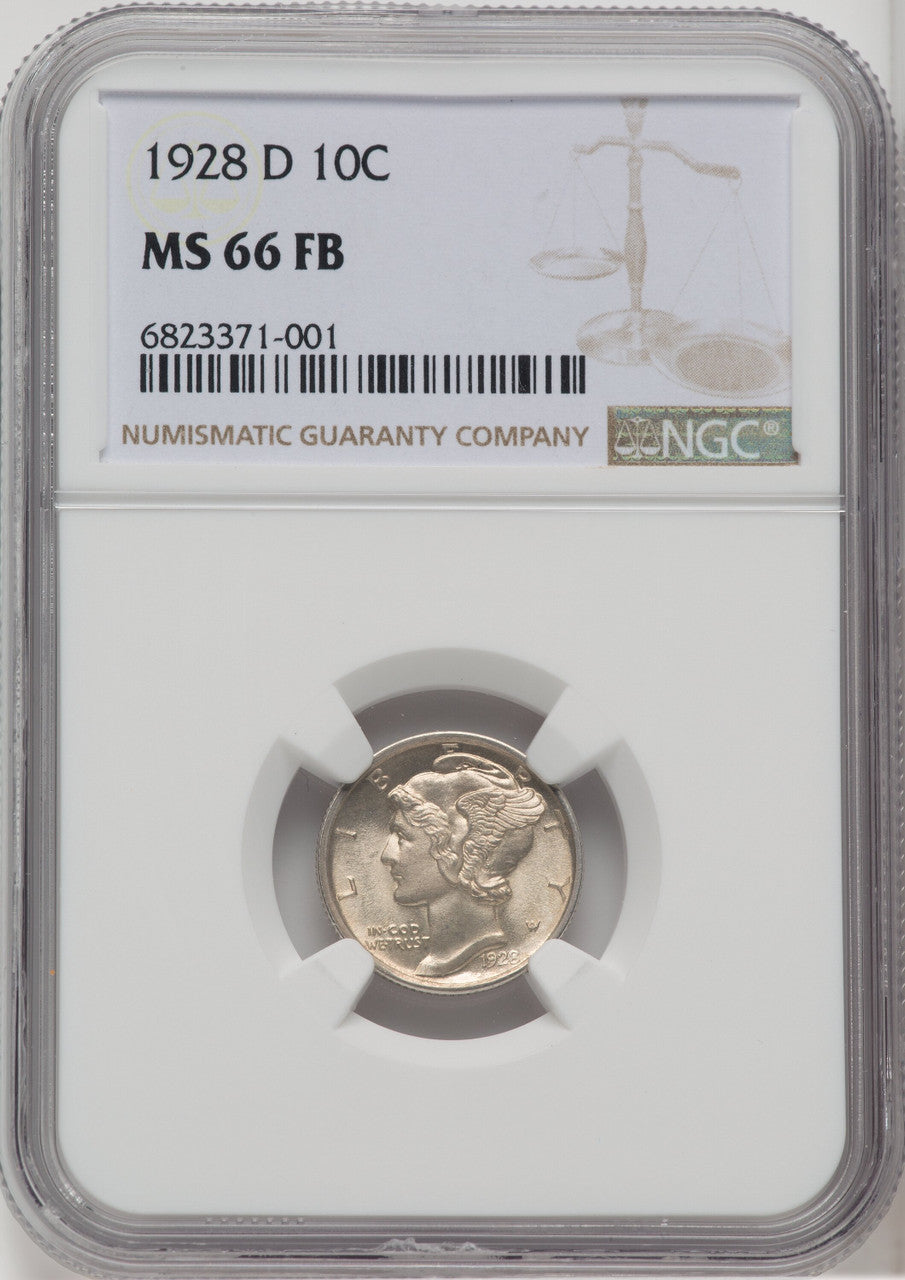 1928-D 10C FB Mercury Dime NGC MS66