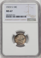 1923-S 10C Mercury Dime NGC MS67