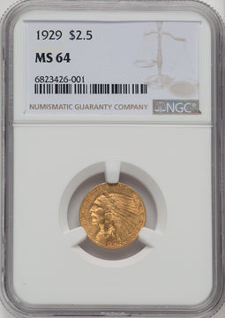 1929 $2.50 Indian Quarter Eagle NGC MS64