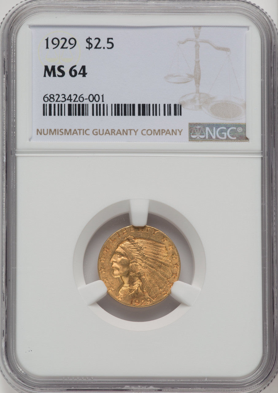 1929 $2.50 Indian Quarter Eagle NGC MS64