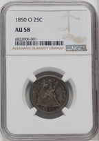 1850-O 25C Seated Quarter NGC AU58