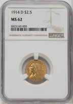1914-D $2.50 Indian Quarter Eagle NGC MS62