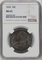 1830 50C Large 0 Bust Half Dollar NGC MS63
